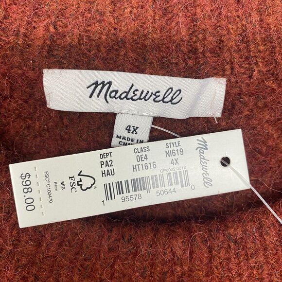 Madewell Sweater Womens 4X Brown Wool Alpaca Havener Pullover Sweater NI619 - Picture 5 of 8